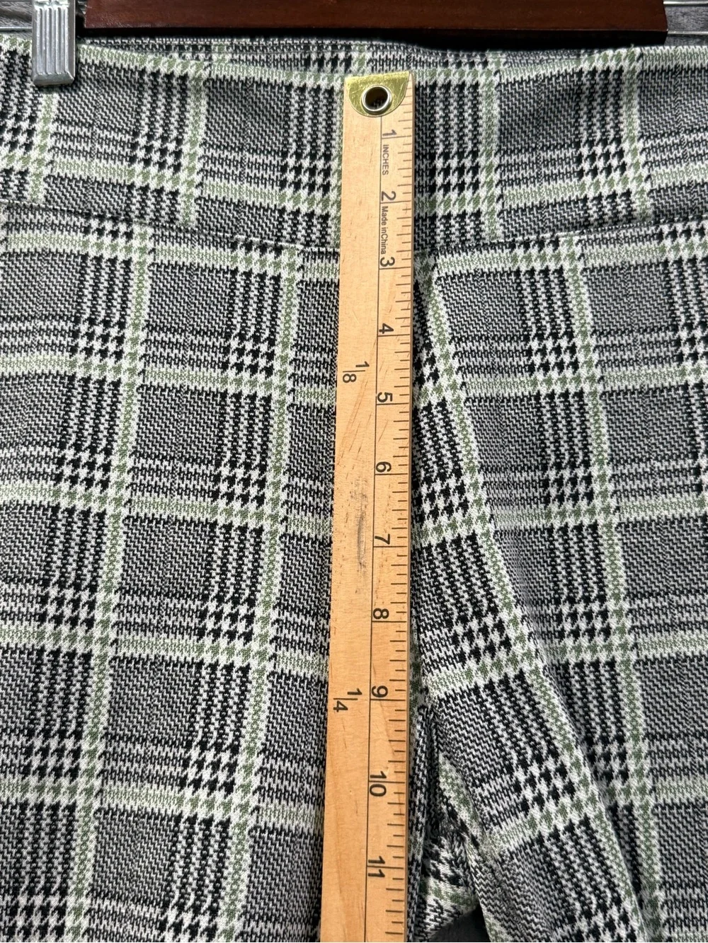 Betabrand‎ Women's Pants Gray Plaid Mid Rise Stretch Pull On Size M Retro
